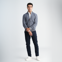 Light Blue Textured Mock Neck Pullover-MPLJKC-12