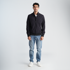 Men's Navy Stand Collar Jacket-MJKF-37