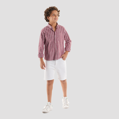 Boys' Dark Red Linen Shirt-BSH148S - Naga Homme