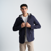 Men's Navy Hoodie Jacket-MJKF-33