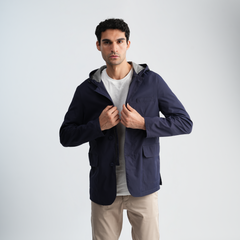 Men's Navy Hoodie Jacket-MJKF-33
