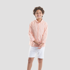 Boys' Orange Striped Shirt-BSH156S - Naga Homme