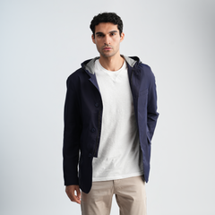 Men's Navy Hoodie Jacket-MJKF-33