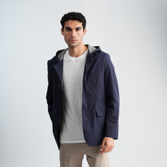 Men's Navy Hoodie Jacket-MJKF-33