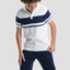 White Striped Polo Shirt-BPO104S - Naga Homme