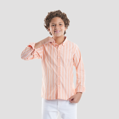 Boys' Orange Striped Shirt-BSH156S - Naga Homme