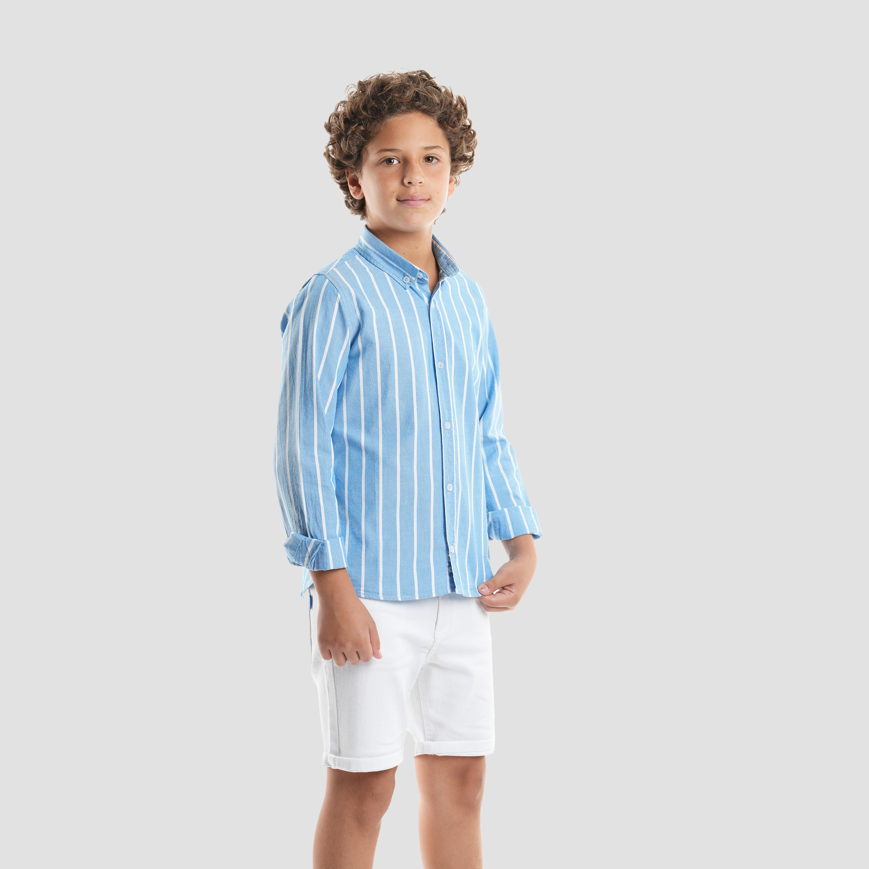 Boys' Blue Striped Shirt-BSH156S - Naga Homme