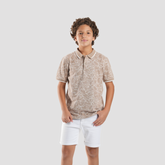 Boys' Beige Printed Polo-BPO-97S - Naga Homme