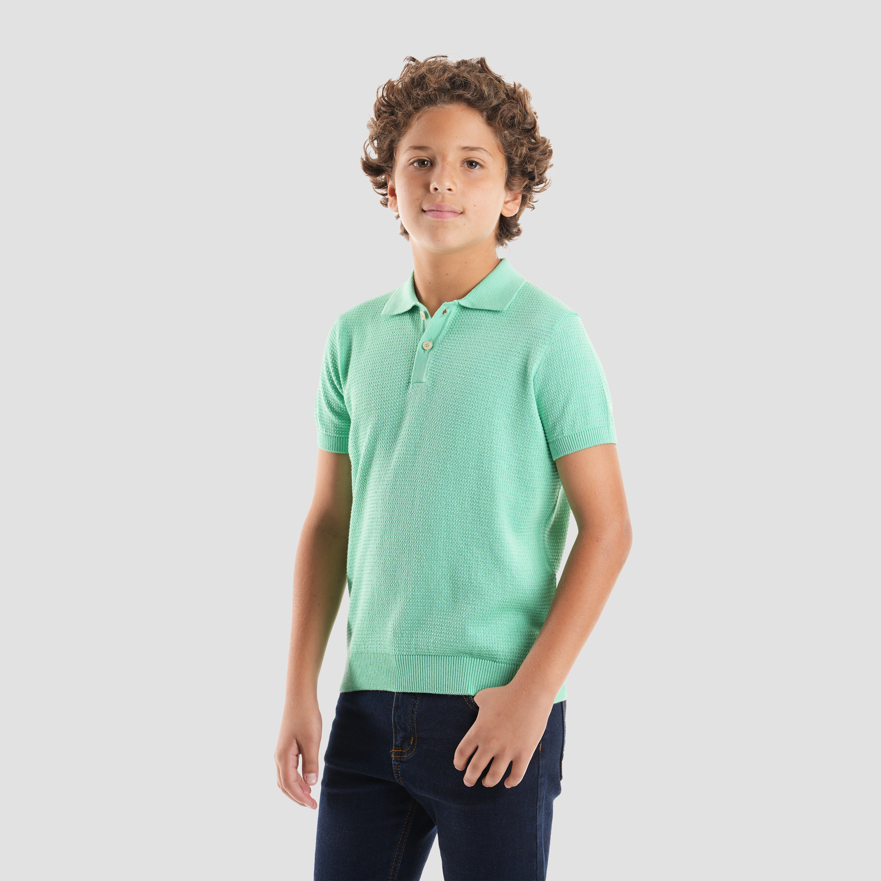 Boys' light Green Polo Shirt-BPO-93S - Naga Homme