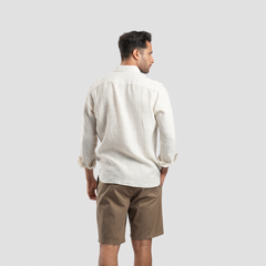 Off white striped linen shirt-MSH644 - Naga Homme