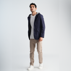 Men's Navy Hoodie Jacket-MJKF-33