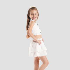 White Ruffle Top and Skirt Set -GST-18S - Naga Homme