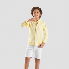 Boys' Yellow Striped Shirt-BSH156S - Naga Homme