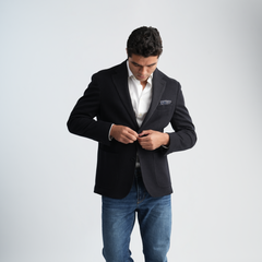 Striped Navy Blazer-MJKC412