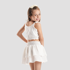 White Ruffle Top and Skirt Set -GST-18S - Naga Homme