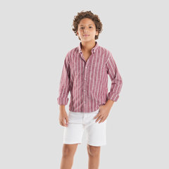 Boys' Dark Red Linen Shirt-BSH148S - Naga Homme