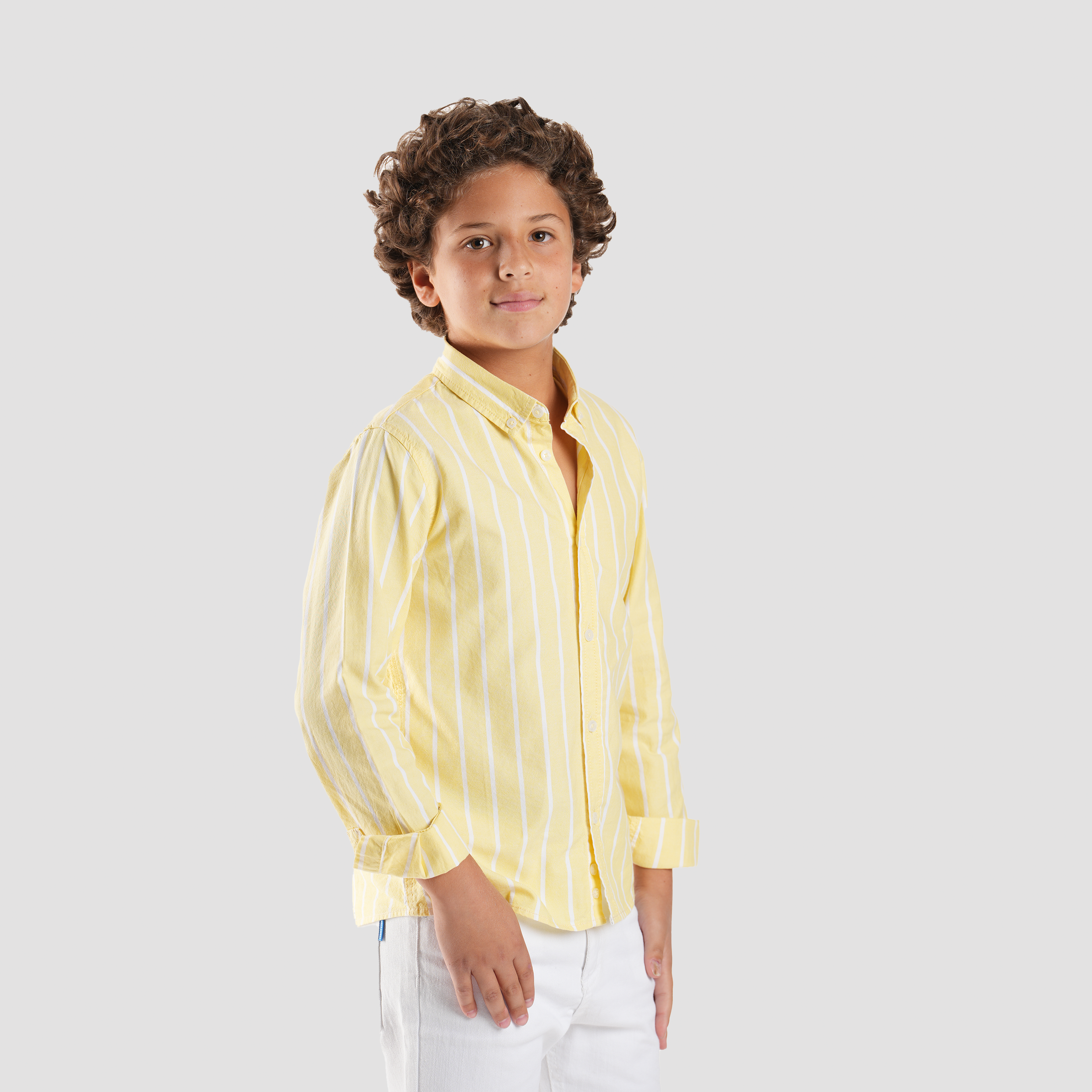 Boys' Yellow Striped Shirt-BSH156S - Naga Homme