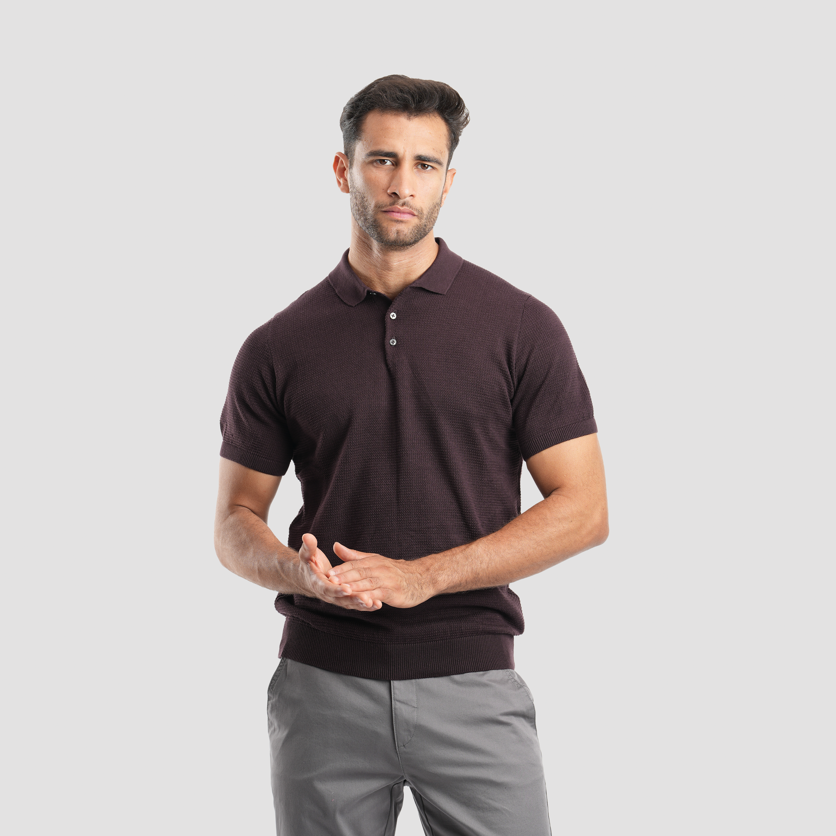 Burgundi short sleeves Polo-MPO105S - Naga Homme