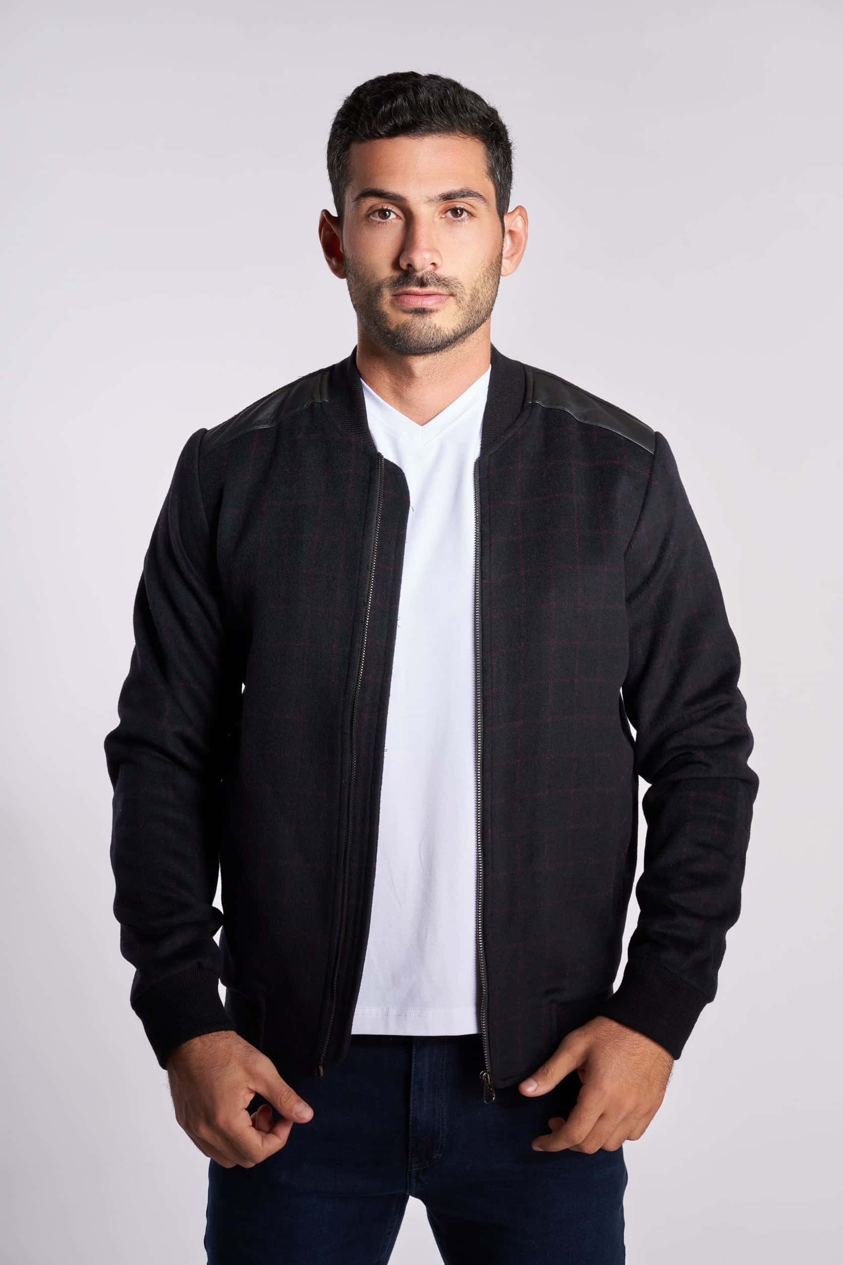 Black and Red checks wool jacket(19) - nagahomme