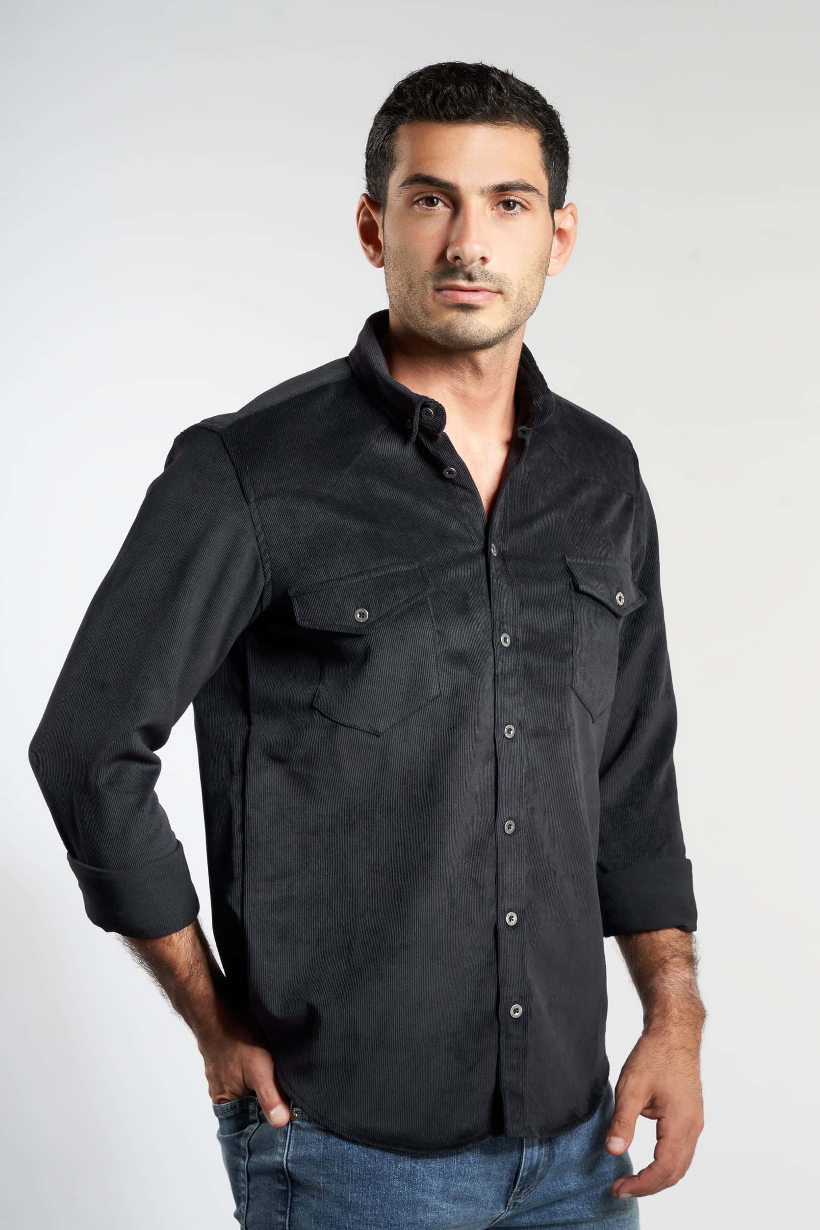 Black Cotton Casual Shirt(661) - Naga Homme