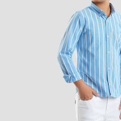 Boys' Blue Striped Shirt-BSH156S - Naga Homme