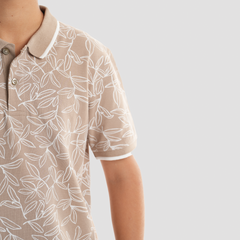 Boys' Beige Printed Polo-BPO-97S - Naga Homme