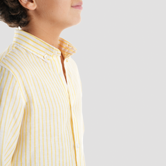 Boys' Yellow Linen Shirt-BSH157S - Naga Homme
