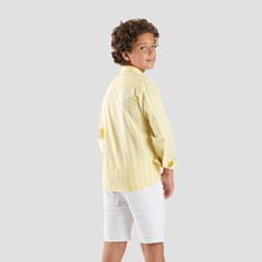 Boys' Yellow Striped Shirt-BSH156S - Naga Homme