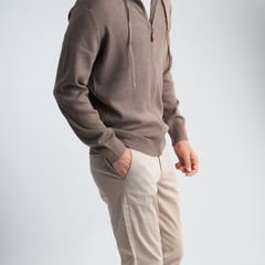 Men's Coffee Knit Hoodie-MPLFSH-30