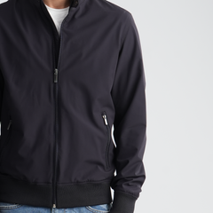 Men's Navy Stand Collar Jacket-MJKF-37