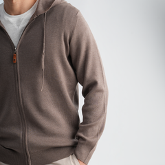 Men's Coffee Knit Hoodie-MPLFSH-30