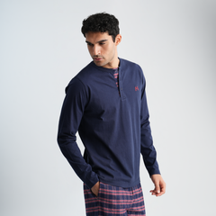 Men's Navy Pajama Set-MPJL143