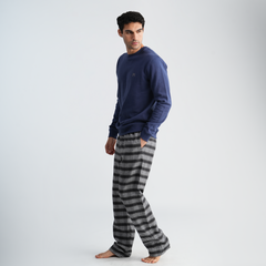 Men's Navy Stripe Pajama Set-MPJL175
