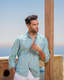 Light Green Striped Casual Shirt