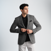 Grey Texture Blazer-MJKC419