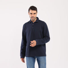 Navy Polo Collar Sweatshirt MSW-67W