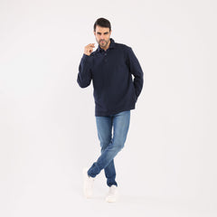 Navy Polo Collar Sweatshirt MSW-67W