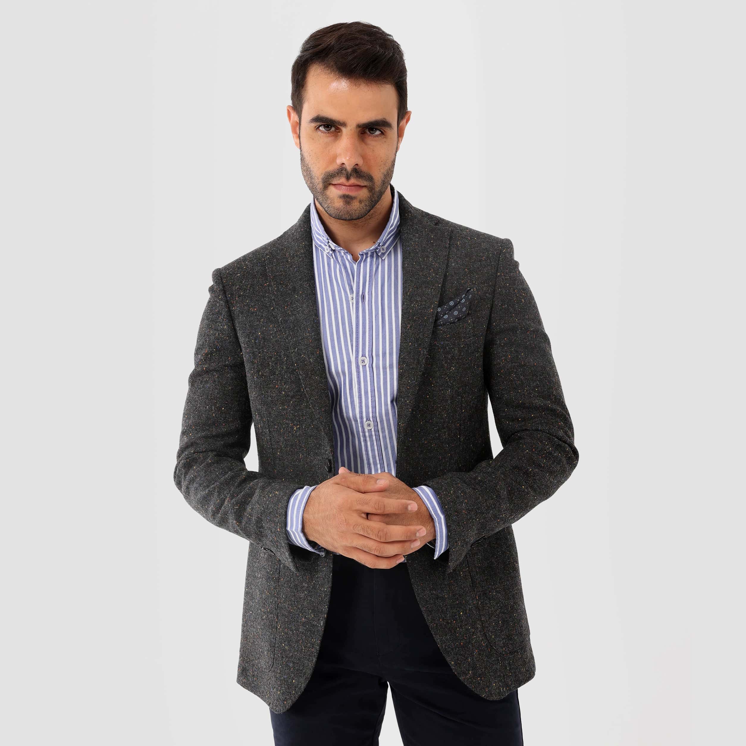 Dark Grey Blazer Jacket(368) - nagahomme