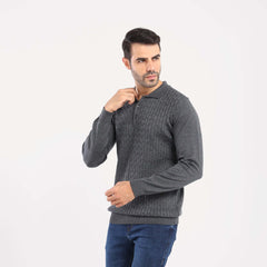Charcoal chanee Pullover Polo Cable Long Sleeve - MPLBSC-87 - nagahomme
