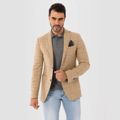 Checks Beige Blazer Jacket(391) - nagahomme