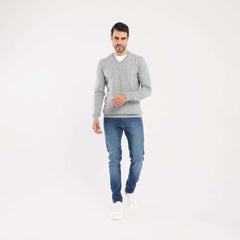 Grey V-Neck Pullover(13) - nagahomme