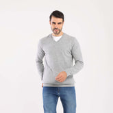 Grey V-Neck Pullover(13) - nagahomme