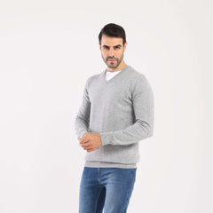 Grey V-Neck Pullover(13) - nagahomme