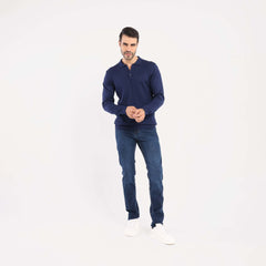 Navy Pullover Polo Cable Long Sleeve - MPLBSC-87 - nagahomme