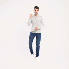 Grey Pullover Polo Cable Long Sleeve - MPLBSC-87 - nagahomme