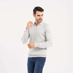 Grey Pullover Polo Cable Long Sleeve - MPLBSC-87 - nagahomme