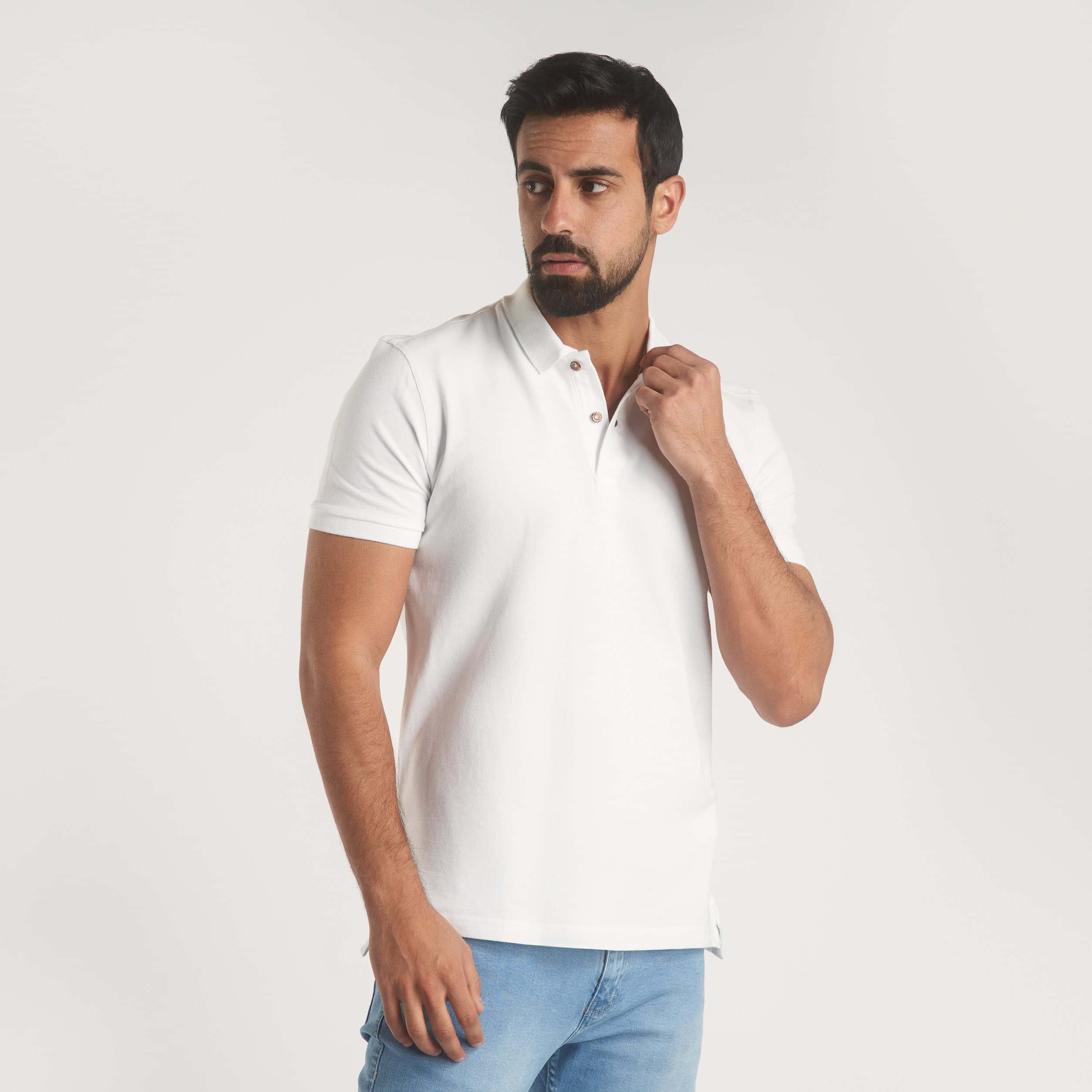 short sleeve polo shirt white