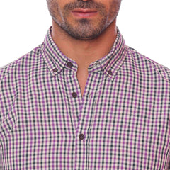Dark Mauve Checks Long Sleeve Shirt(481)