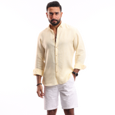 Yellow*White Linen Shirt - MSH644 - nagahomme