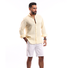Yellow*White Linen Shirt - MSH644 - nagahomme